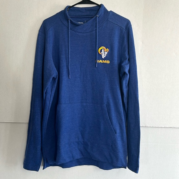 Men's Antigua Heather Royal Los Angeles Rams Cloud Pullover Hoodie size M - Picture 2 of 6